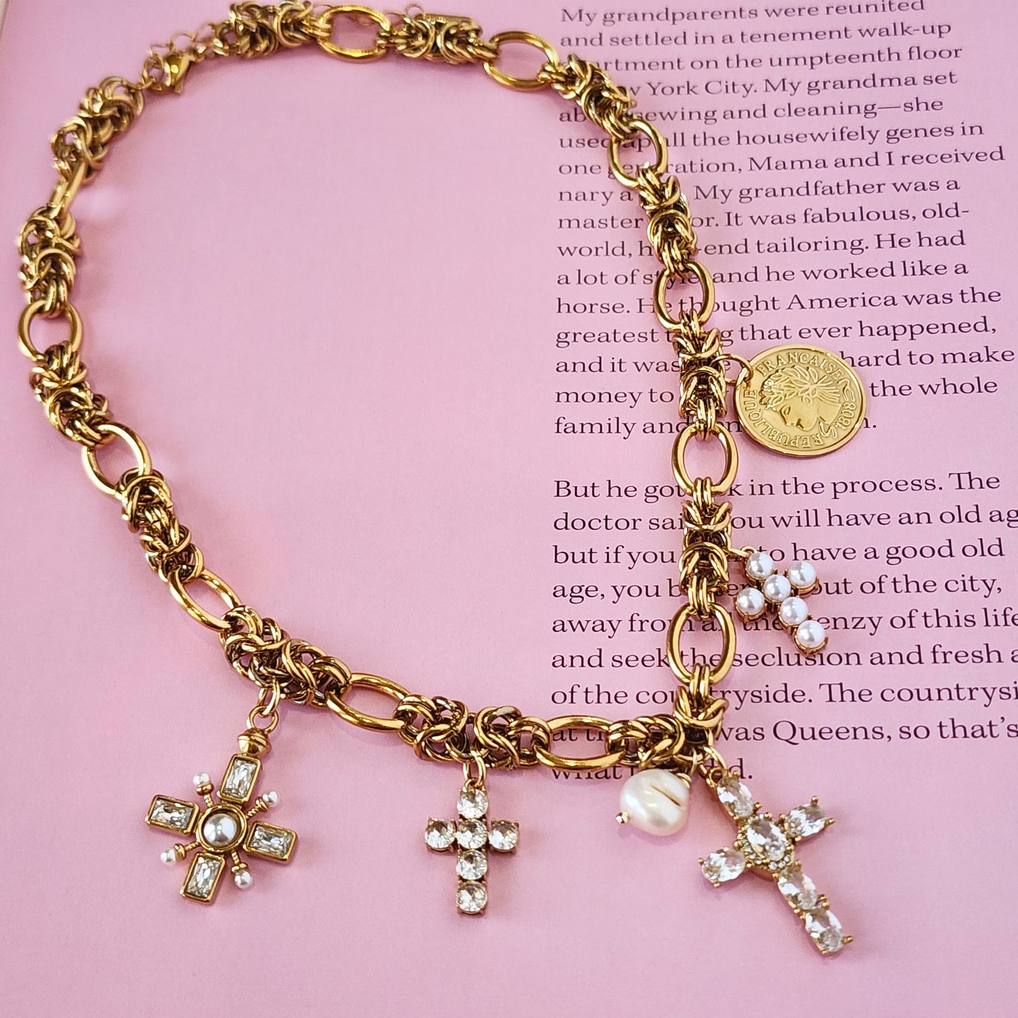 The Coin Cross Statement Necklace