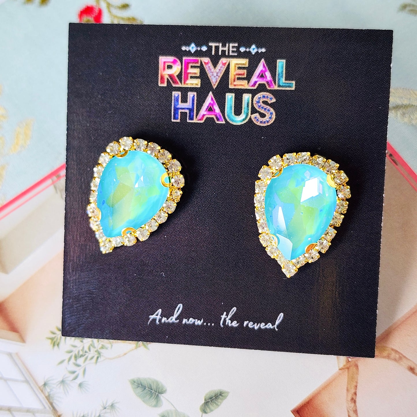 Blue Lagoon Crystal Stud Earrings