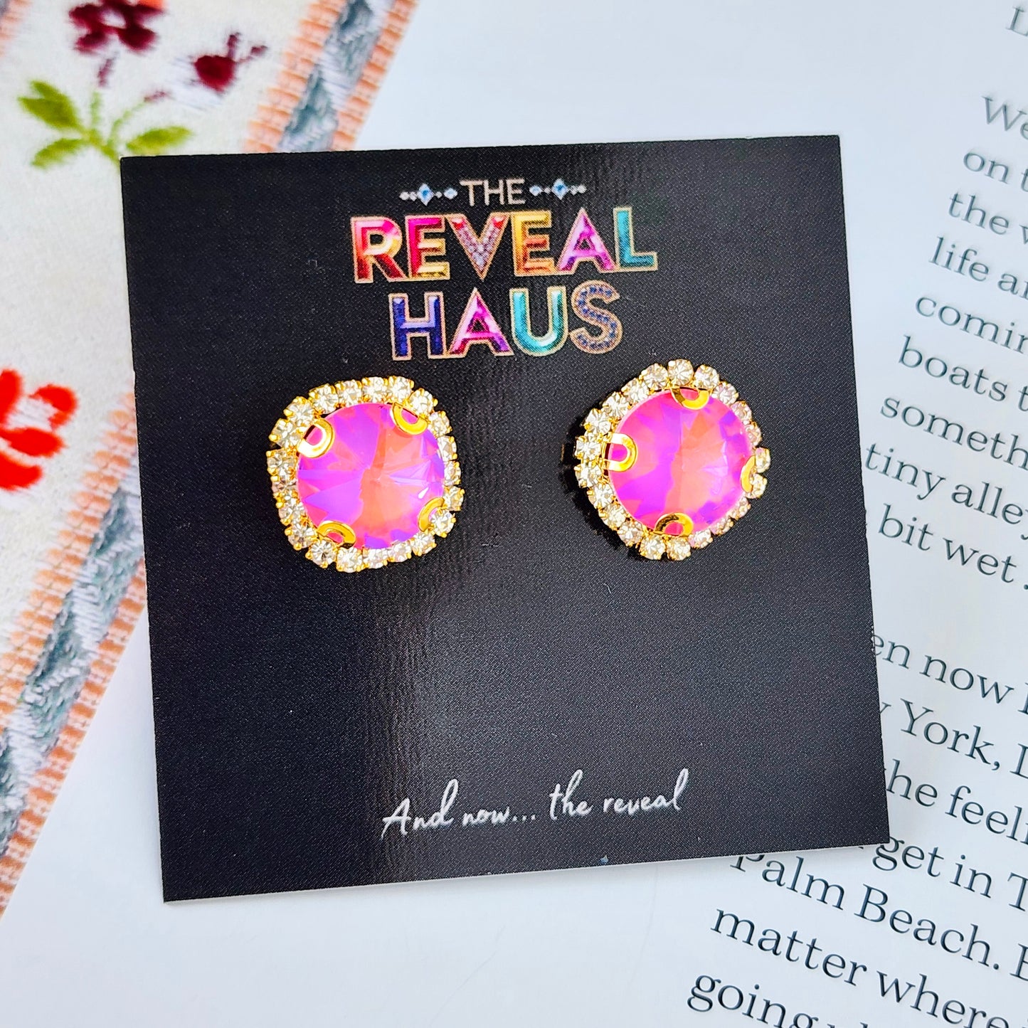 Pink Bubblegum Pop Crystal Earrings