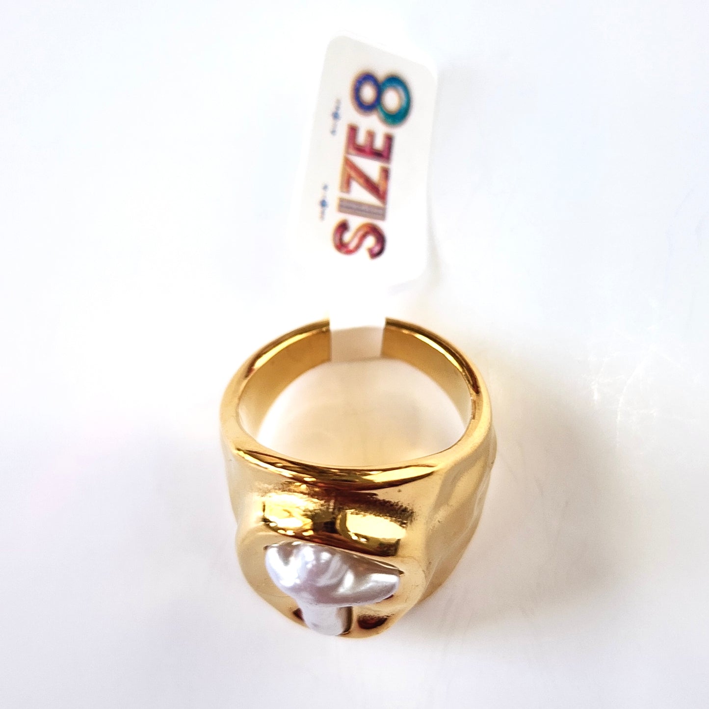 The Molten Cross Pearl Ring