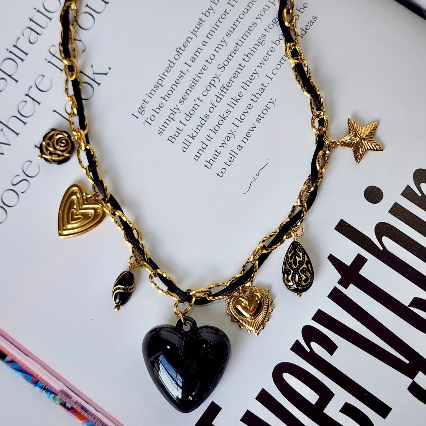 Black Heart Charm Necklace