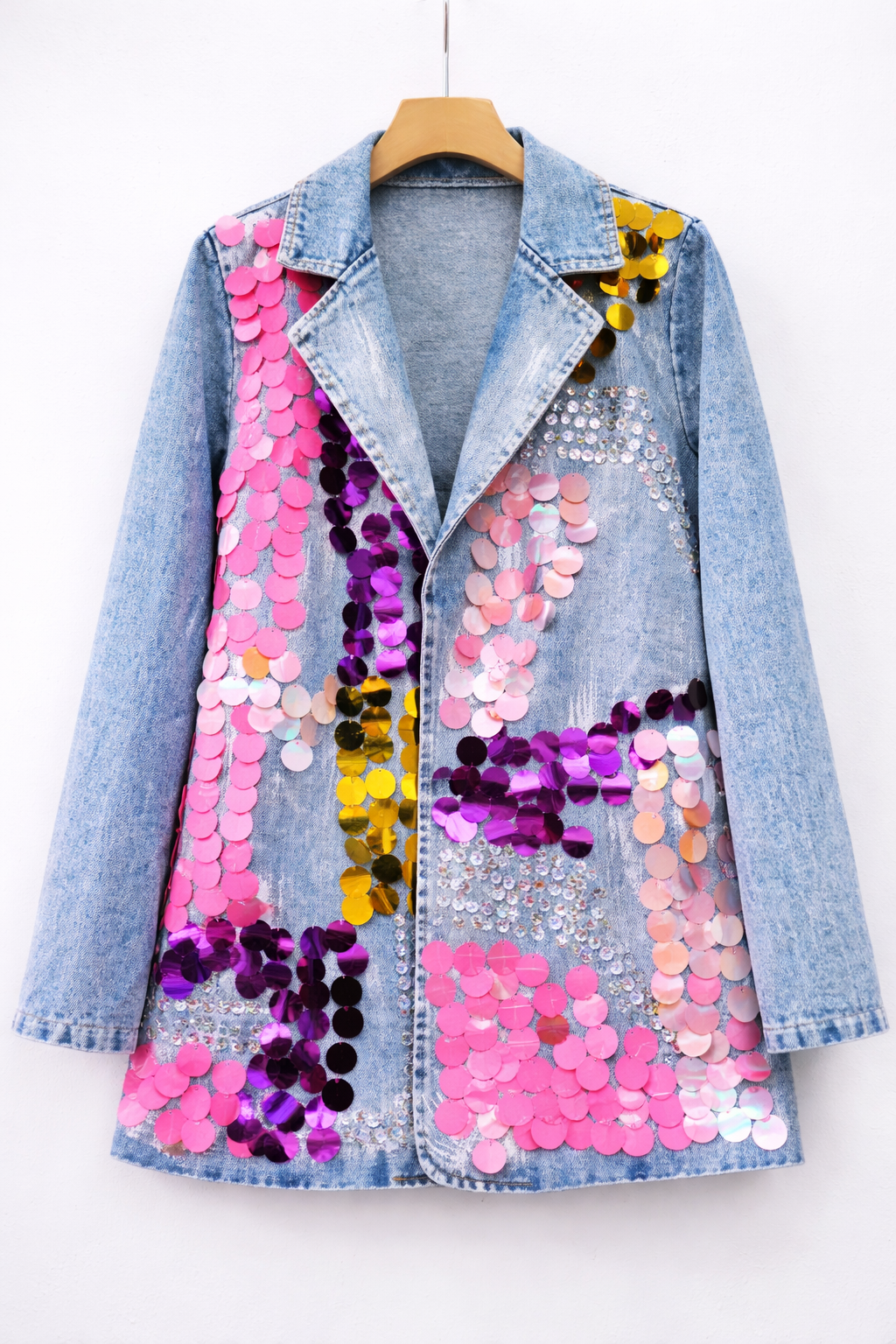 One Size Sequin Jacket w/Paint accents