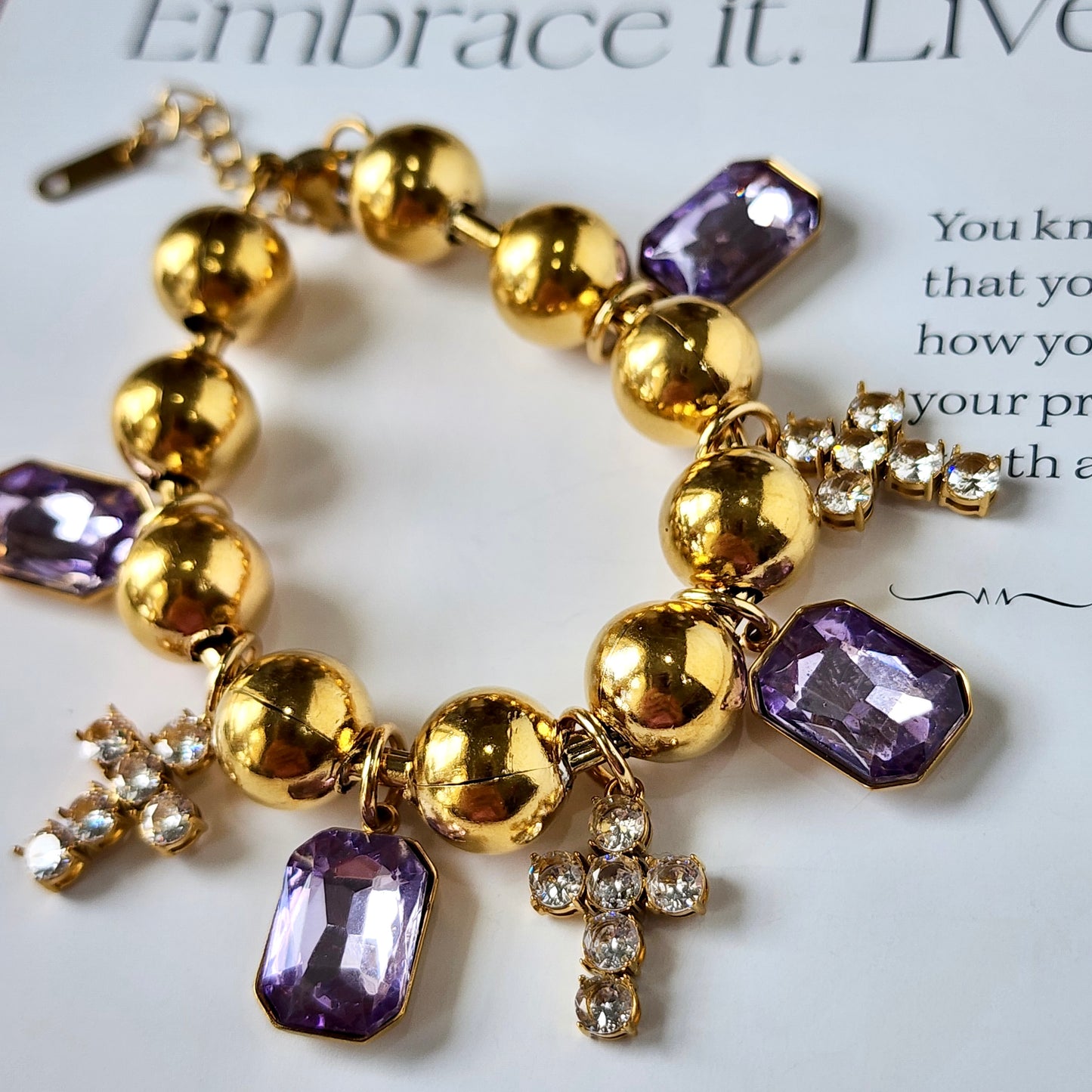 Adorned in Crosses Lavender Crystals