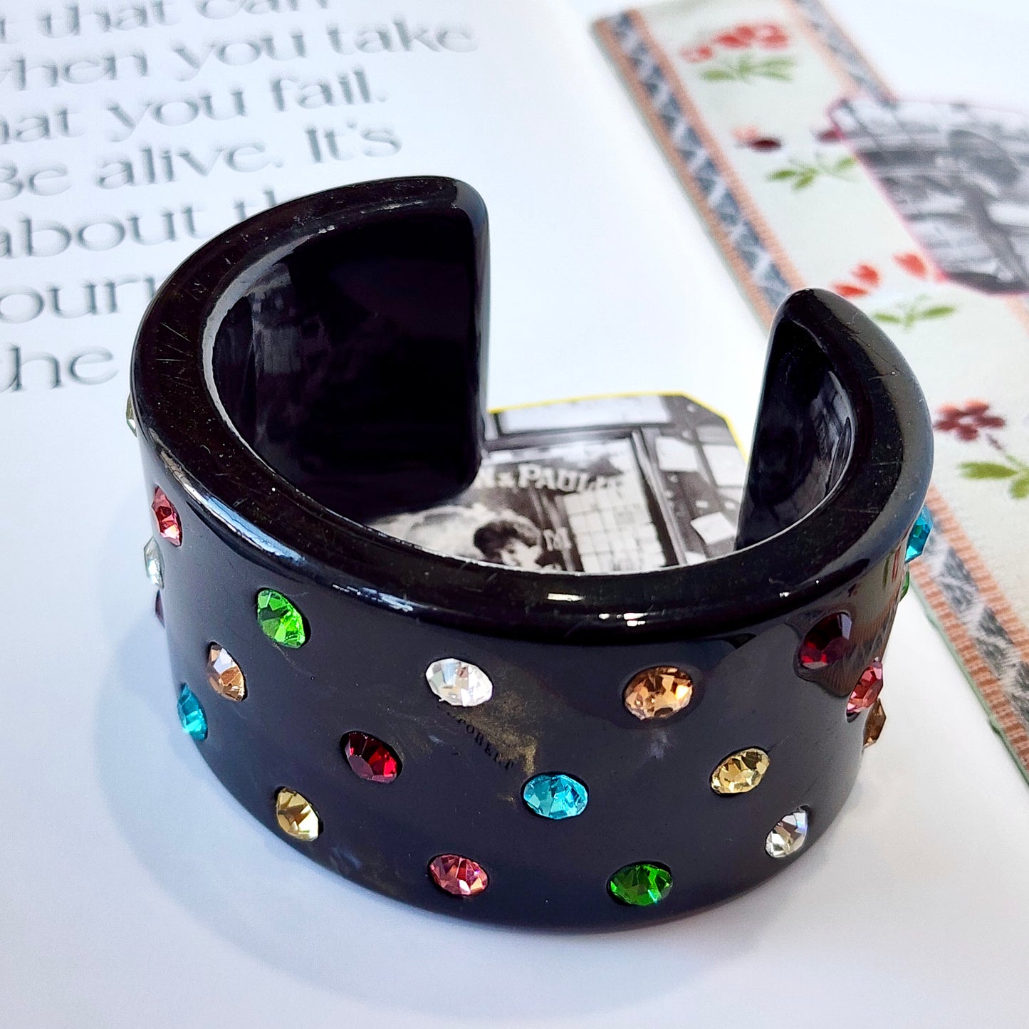 Confetti Crush Black Marble Cuff Bracelet