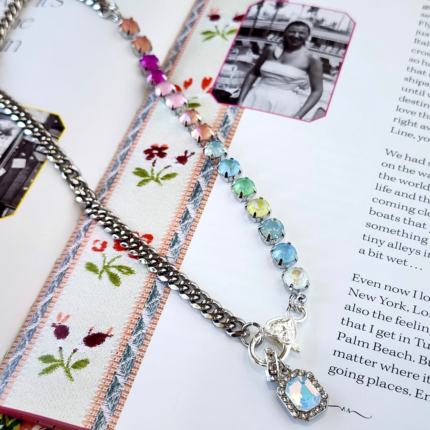 The Board Walk Crystal Charm Necklace