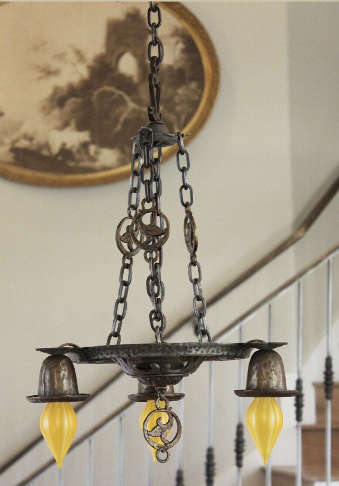3 Arm Antique Gothic Chandelier With Chains Gorgeous Rewired