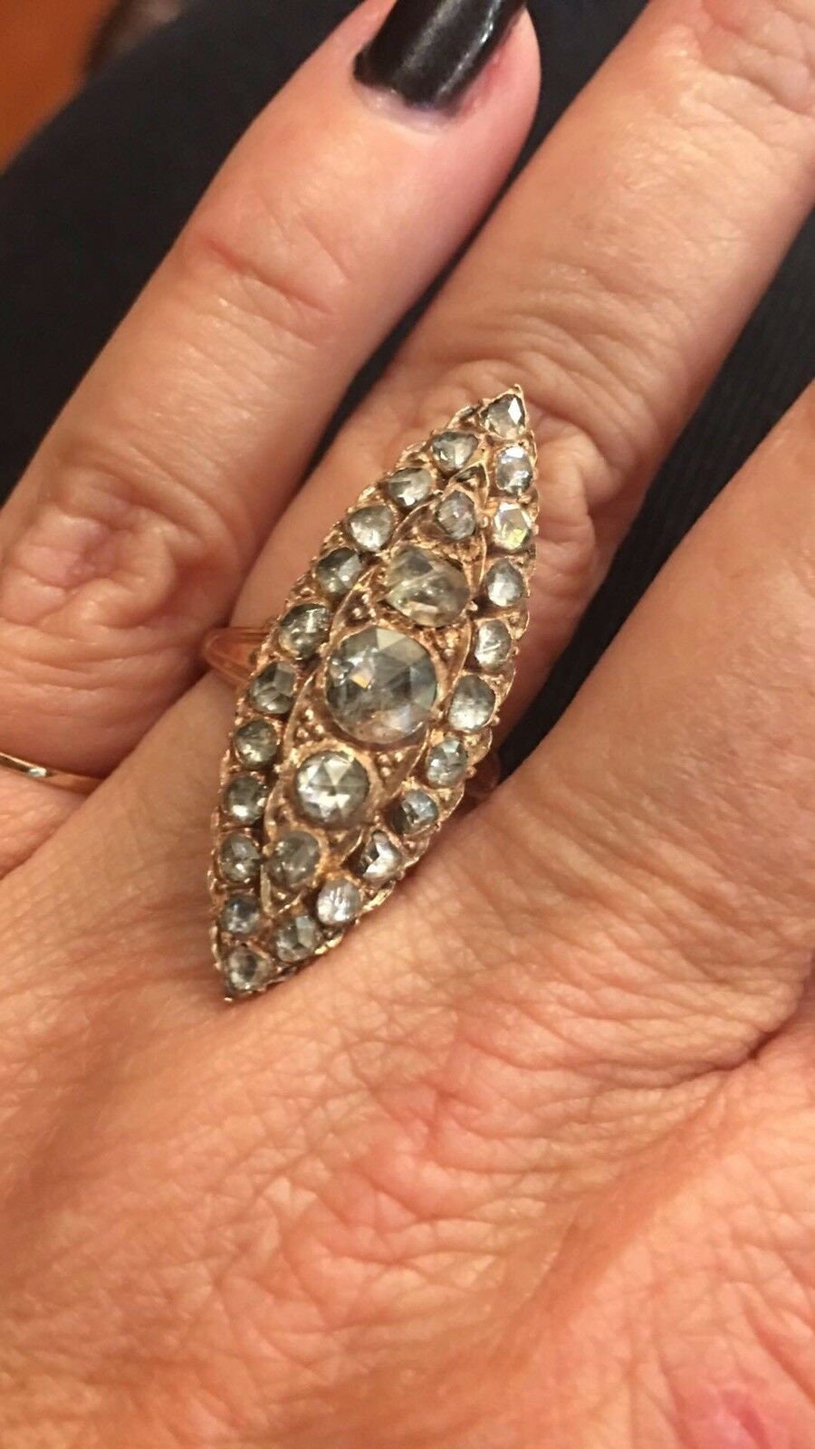 Antique 1810 Georgian Foiled Back Diamond Ring Set in Rose Gold