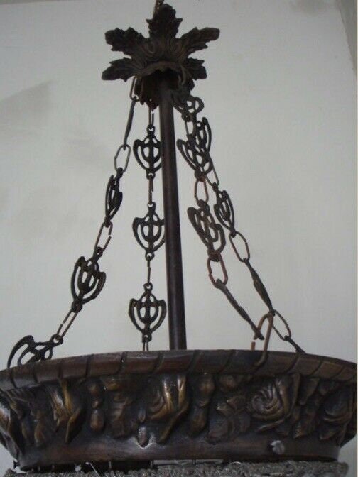 Beautiful French Antique Beaded Pendant Hanging Chandelier