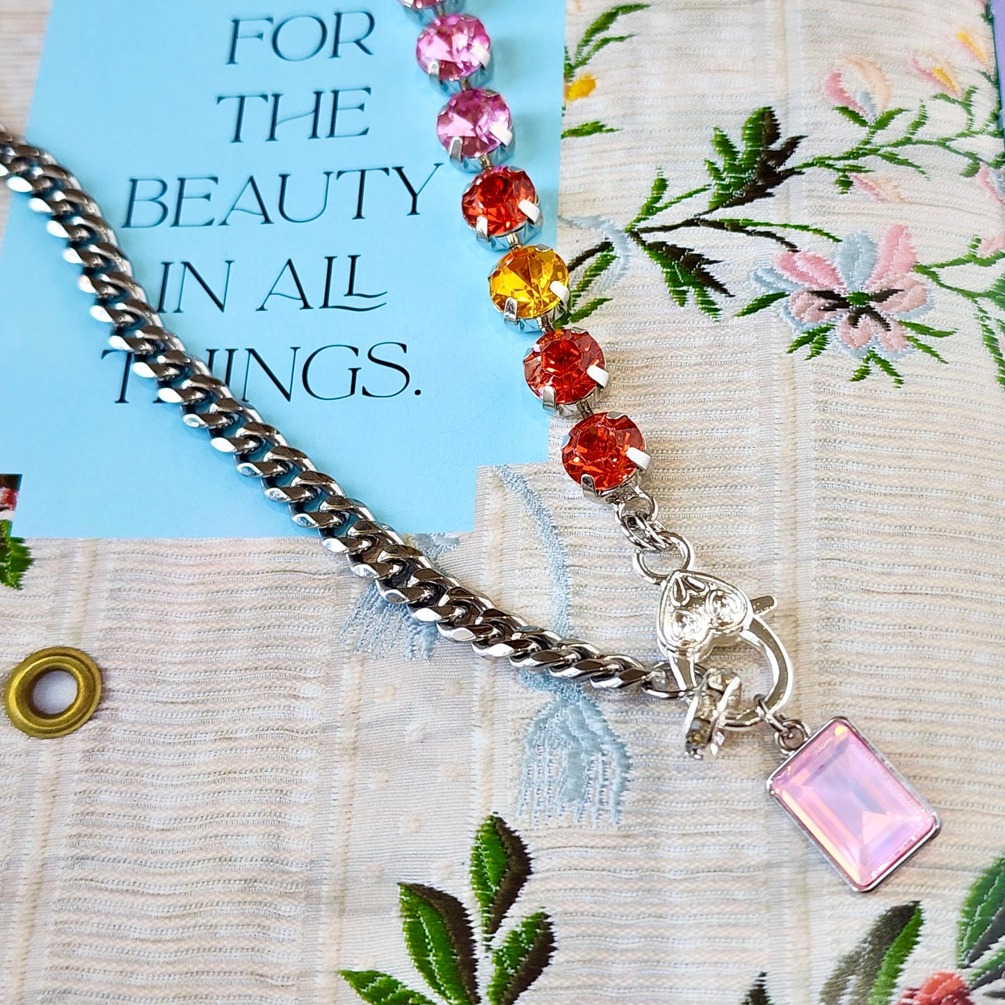 Sunset Crush Haus Link Crystal Necklace