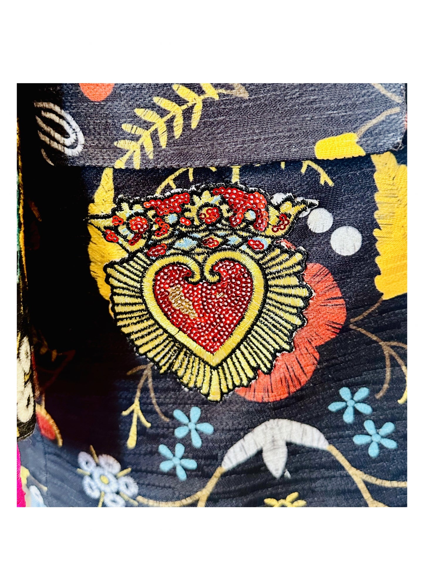 Embroidered Jacket with Tie and Brooch-Small