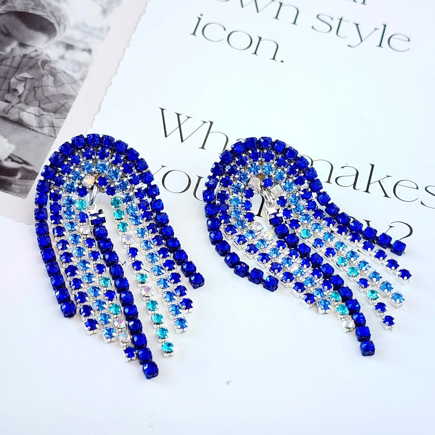Blue Crush Crystal Earrings The Muse Collection