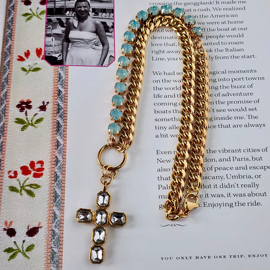 The Afterglow Cross Gemstone Crystal Necklace
