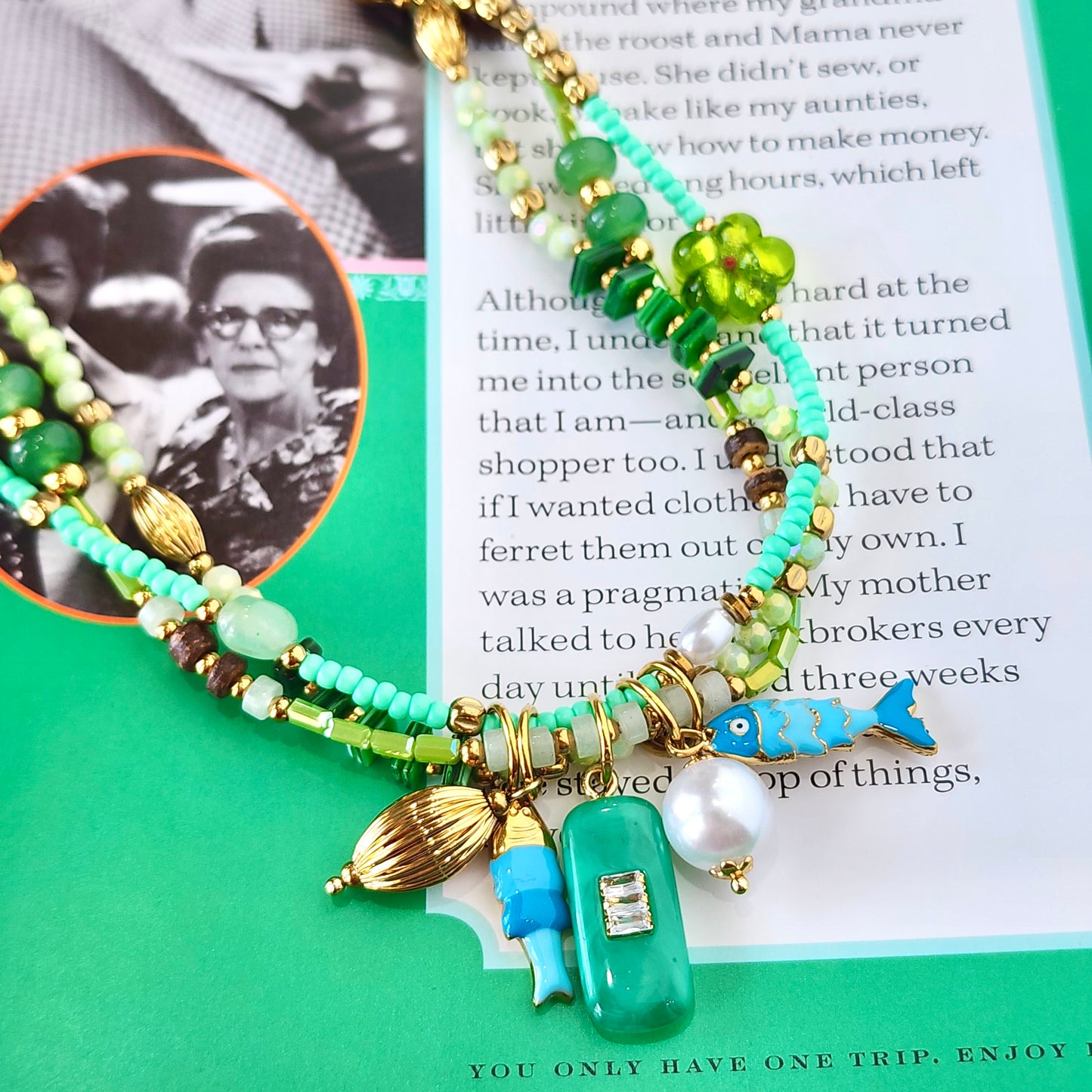 Coastal Tide Beaded Charm Necklace