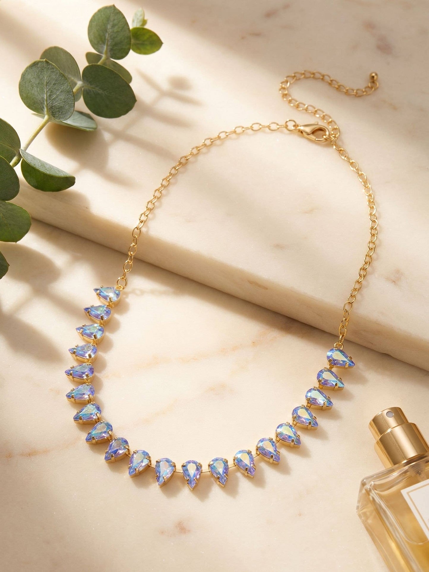 Sorrelli Teardrop Tennis Crystal  Necklace Blue