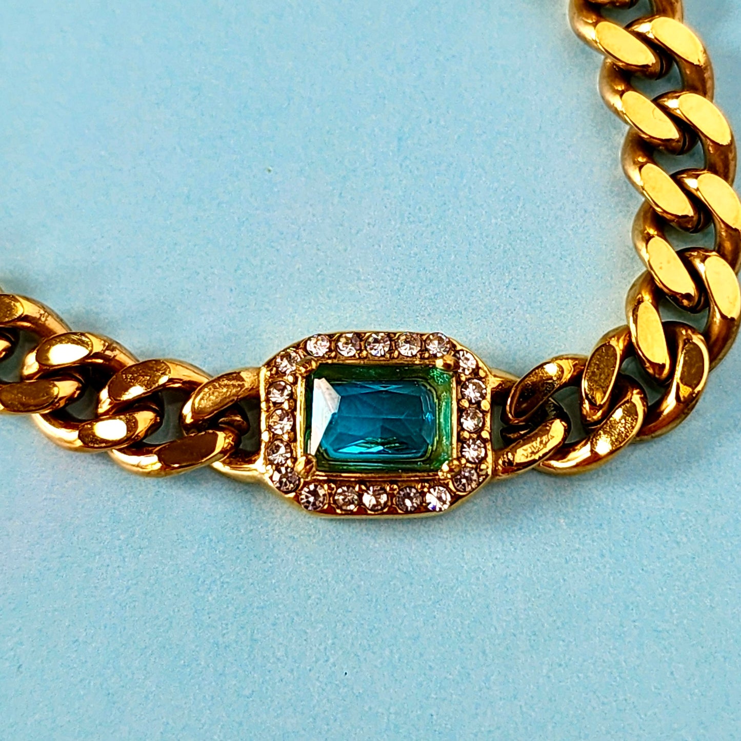 5th Avenue Aqua Blue Crystal Cuban Bracelet