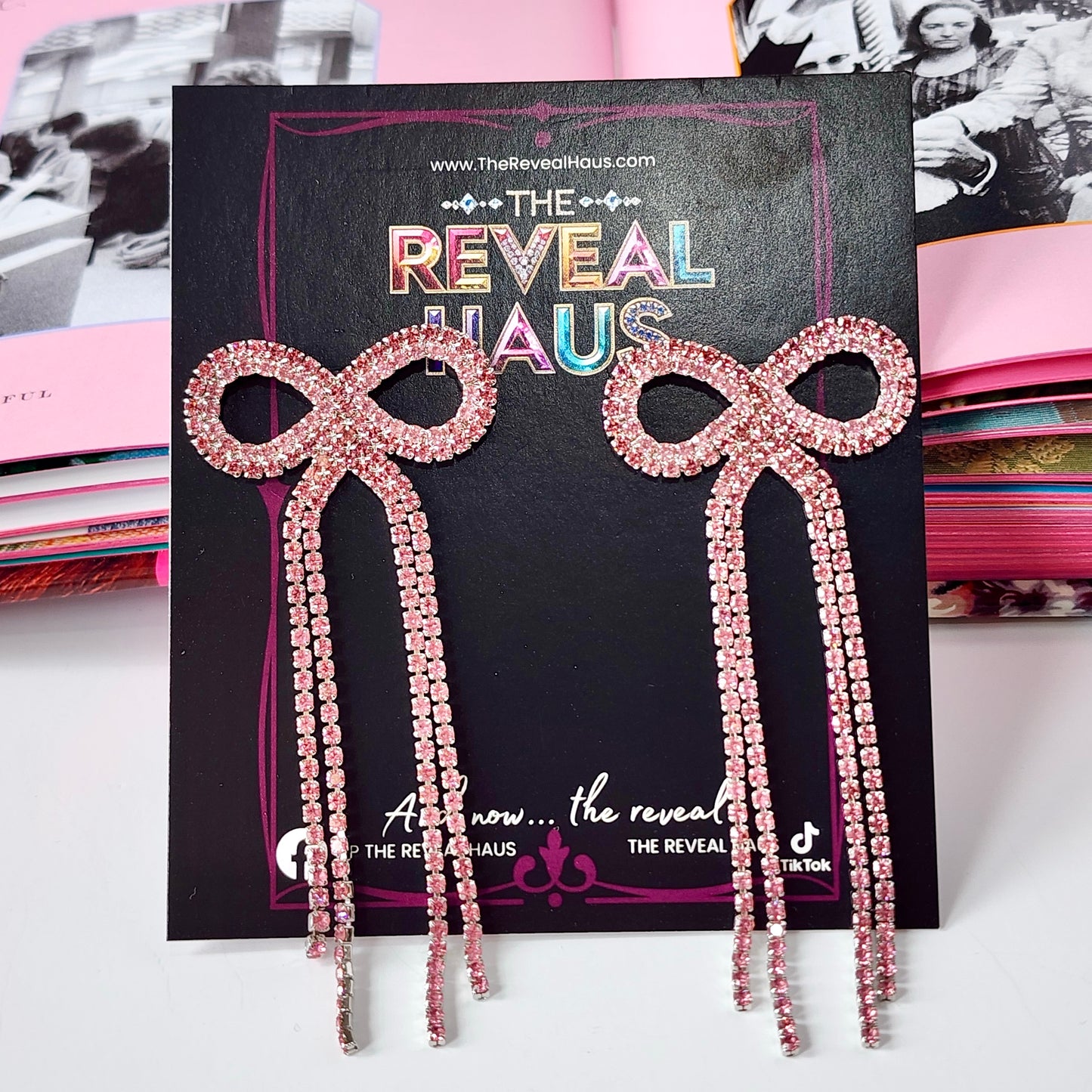 Blush Bow Crystal Earrings