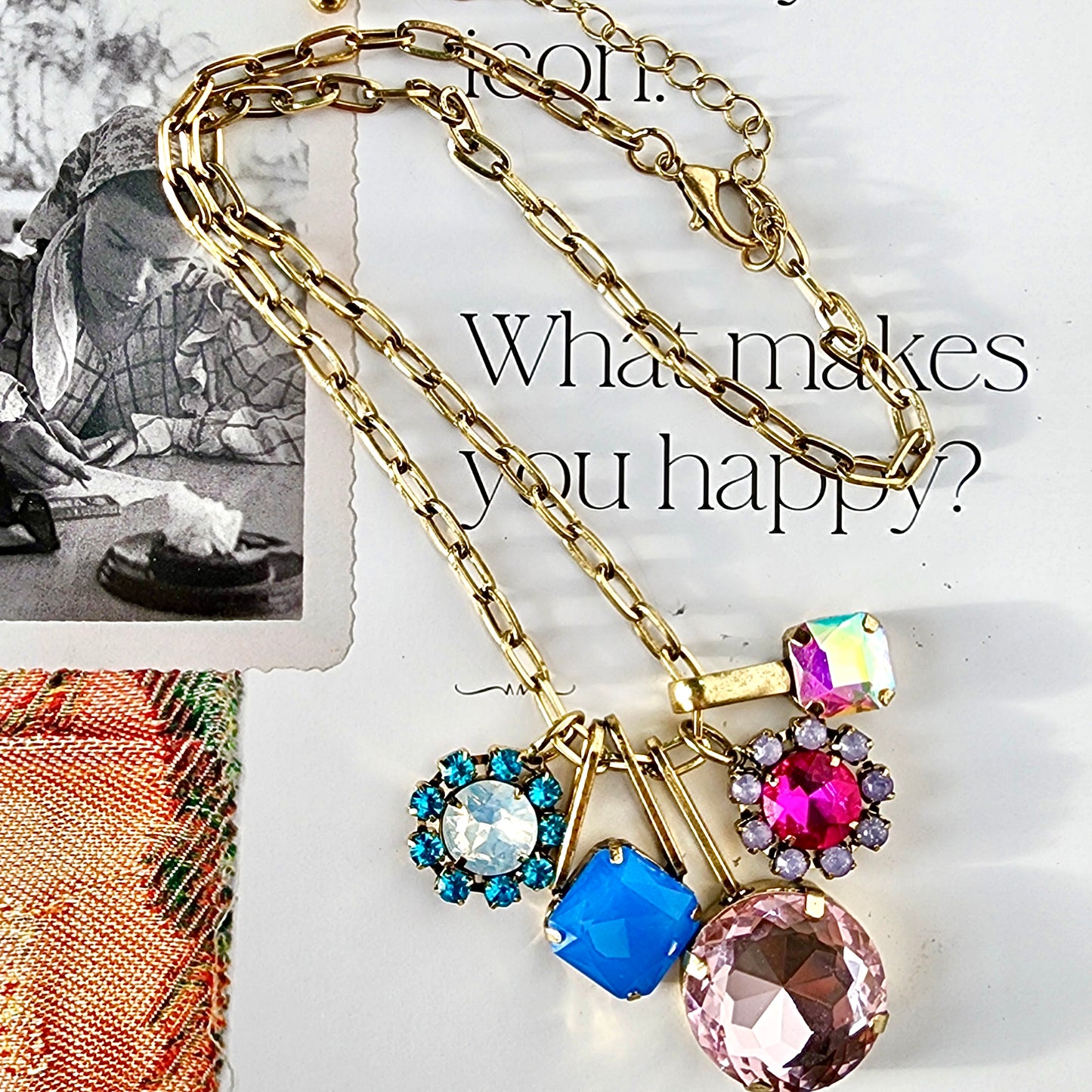 Gem Stack Necklace- Multi Color