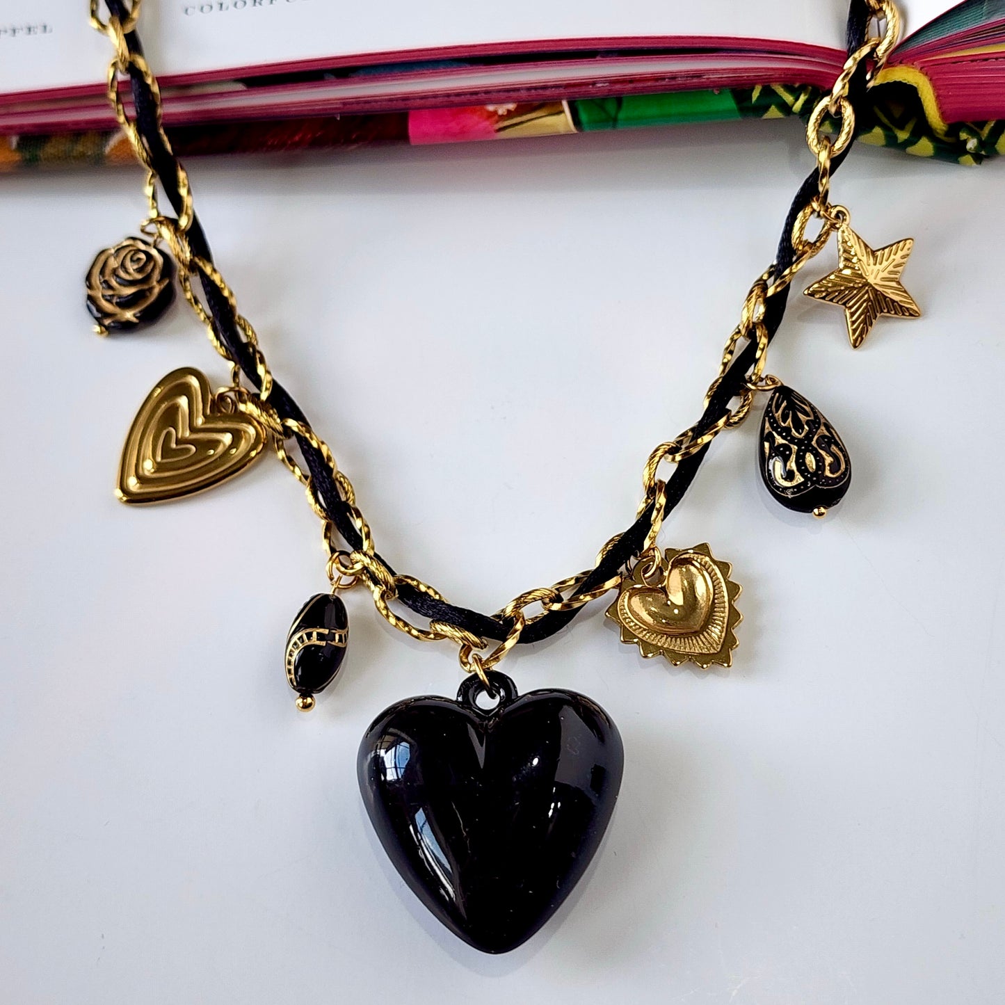 Black Heart Charm Necklace