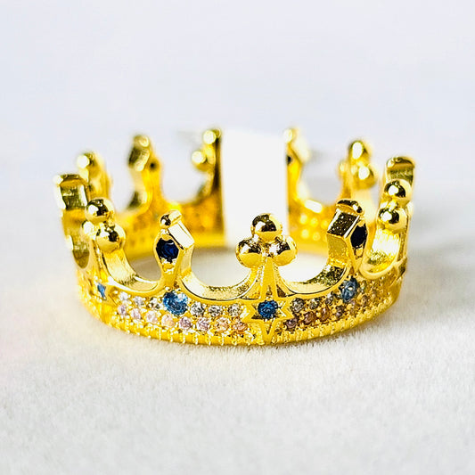 Crowned in Blue- Sterling Gold Vermeil Ring