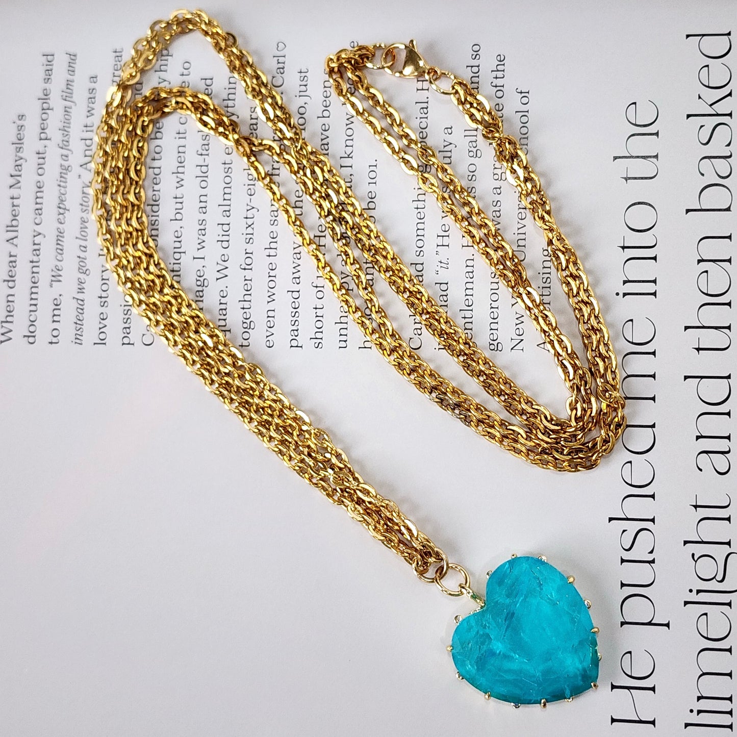 Aqua Crush Heart Necklace
