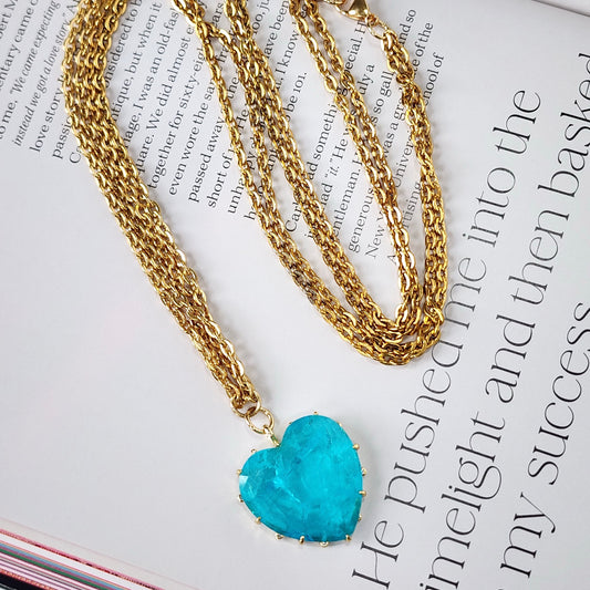 Aqua Crush Heart Necklace