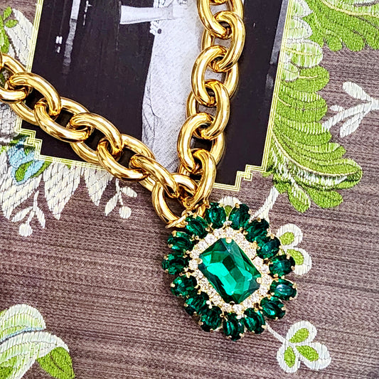 Old Money Emerald Maximalist Necklace