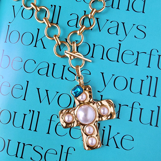 The Knot-Azure Cross Necklace