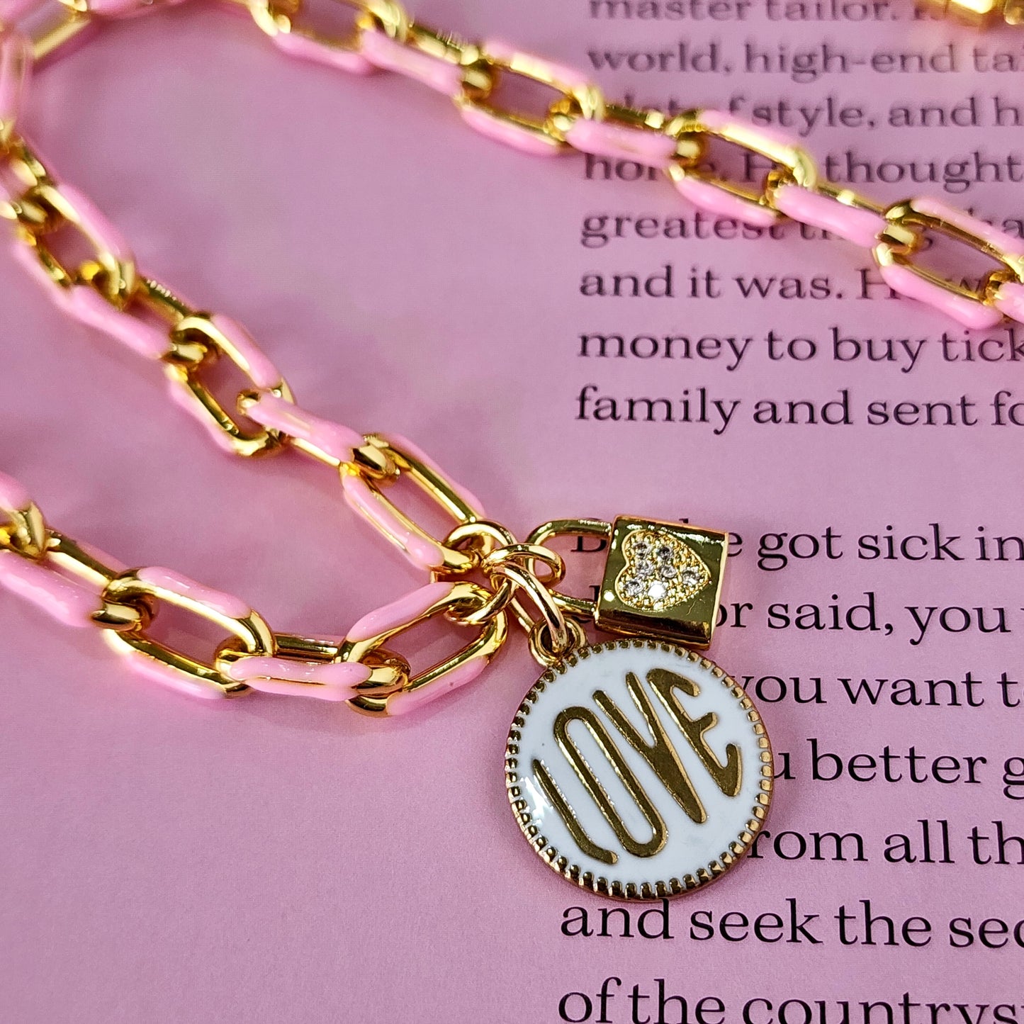 Love Lock Necklace Pink