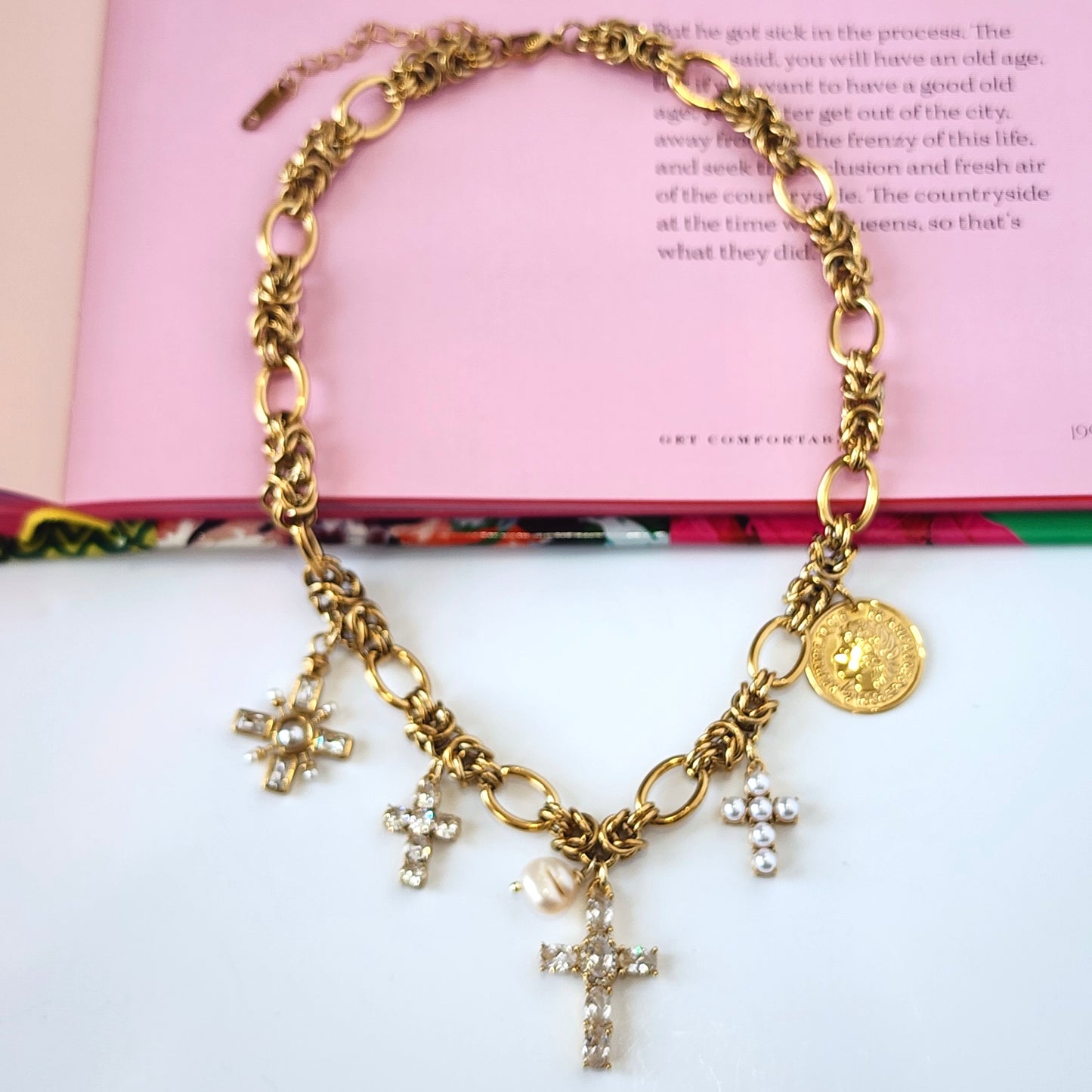 The Coin Cross Statement Necklace