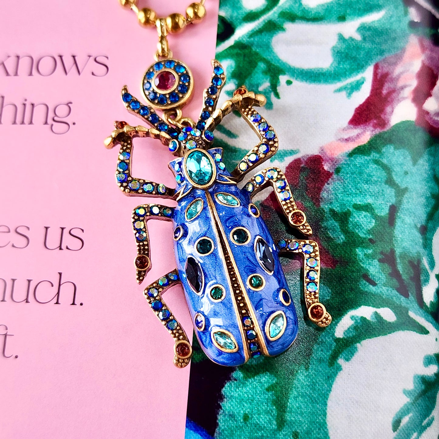 Peacock Grove Scarab Necklace