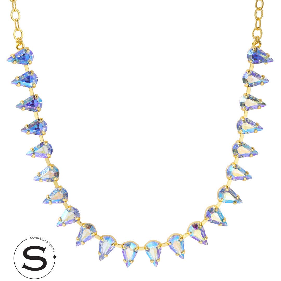 Sorrelli Teardrop Tennis Crystal  Necklace Blue