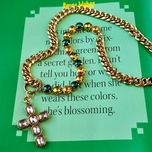 The Palm Verde Crystal Cross Necklace