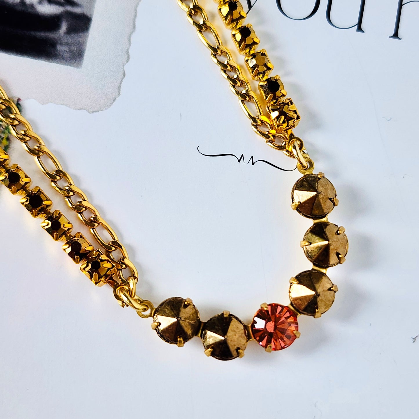 The Muse Cocoa Rose Crystal Necklace