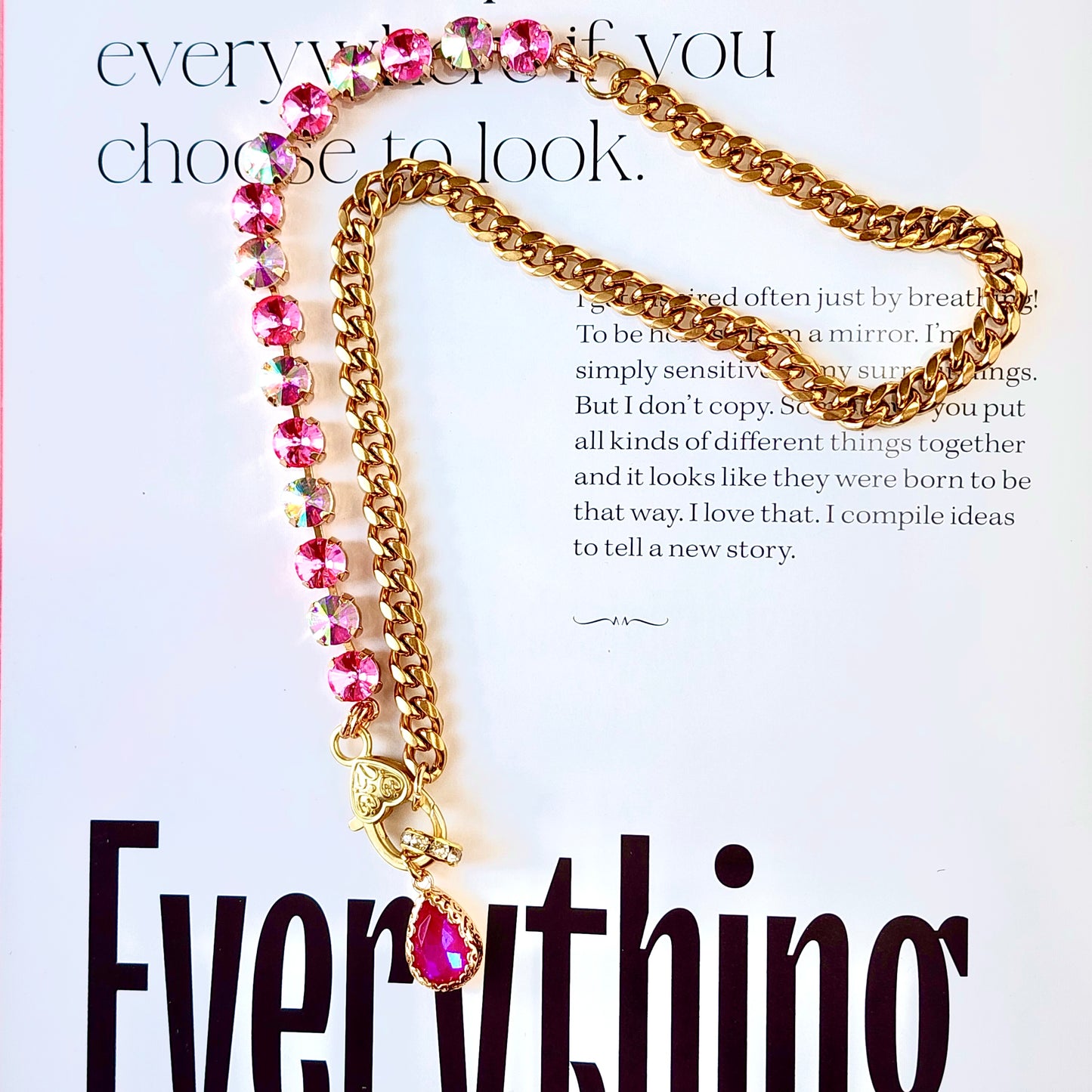 Pink Martini Crystal Necklace