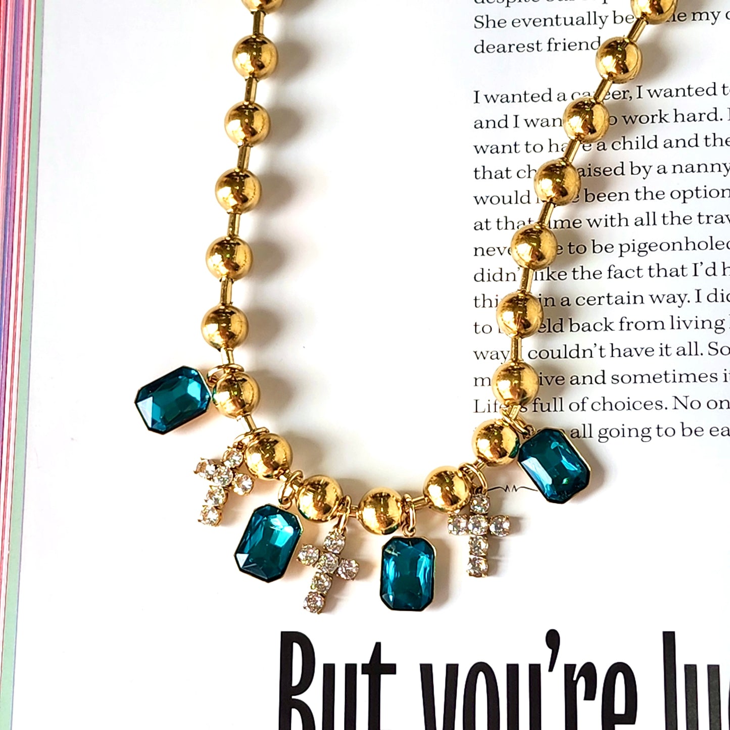 High Desert Glam Cross Crystal Necklace
