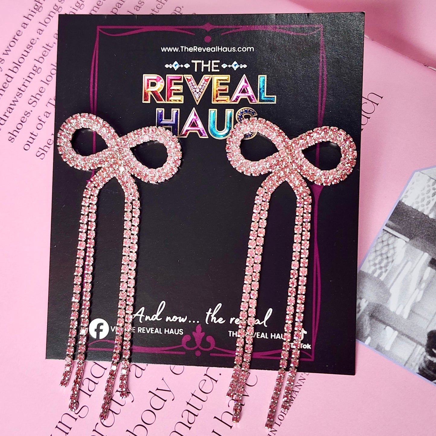 Blush Bow Crystal Earrings