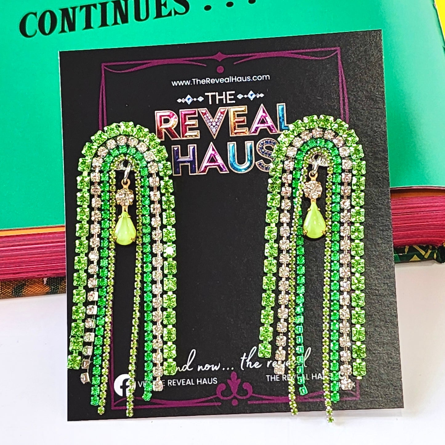 Lime Cascade Crystal Earrings The Muse Collection