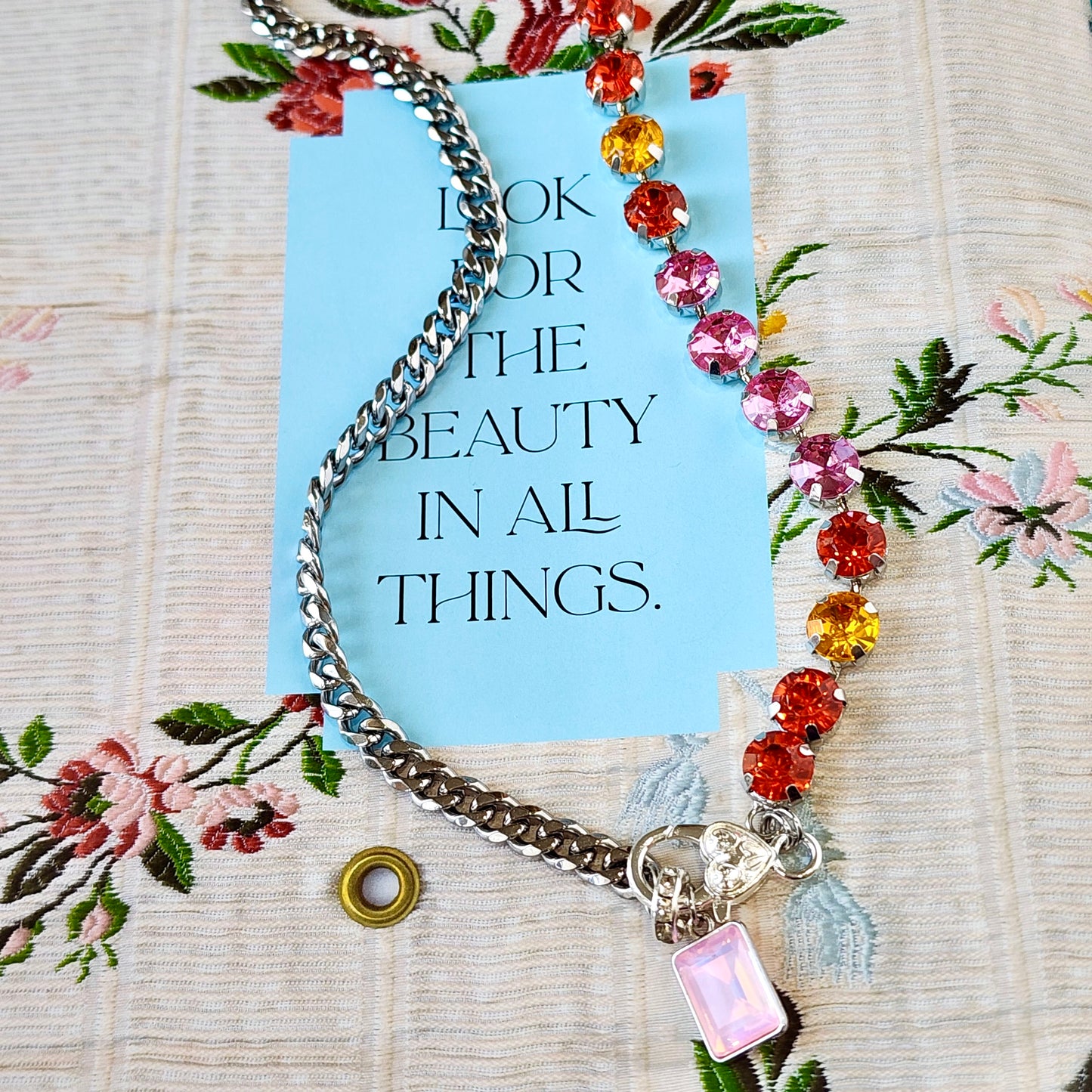 Sunset Crush Haus Link Crystal Necklace