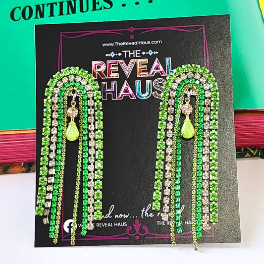 Lime Cascade Crystal Earrings The Muse Collection