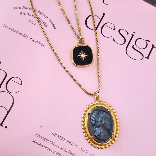 The Noir Vintage Muse Layered Pendant Necklace