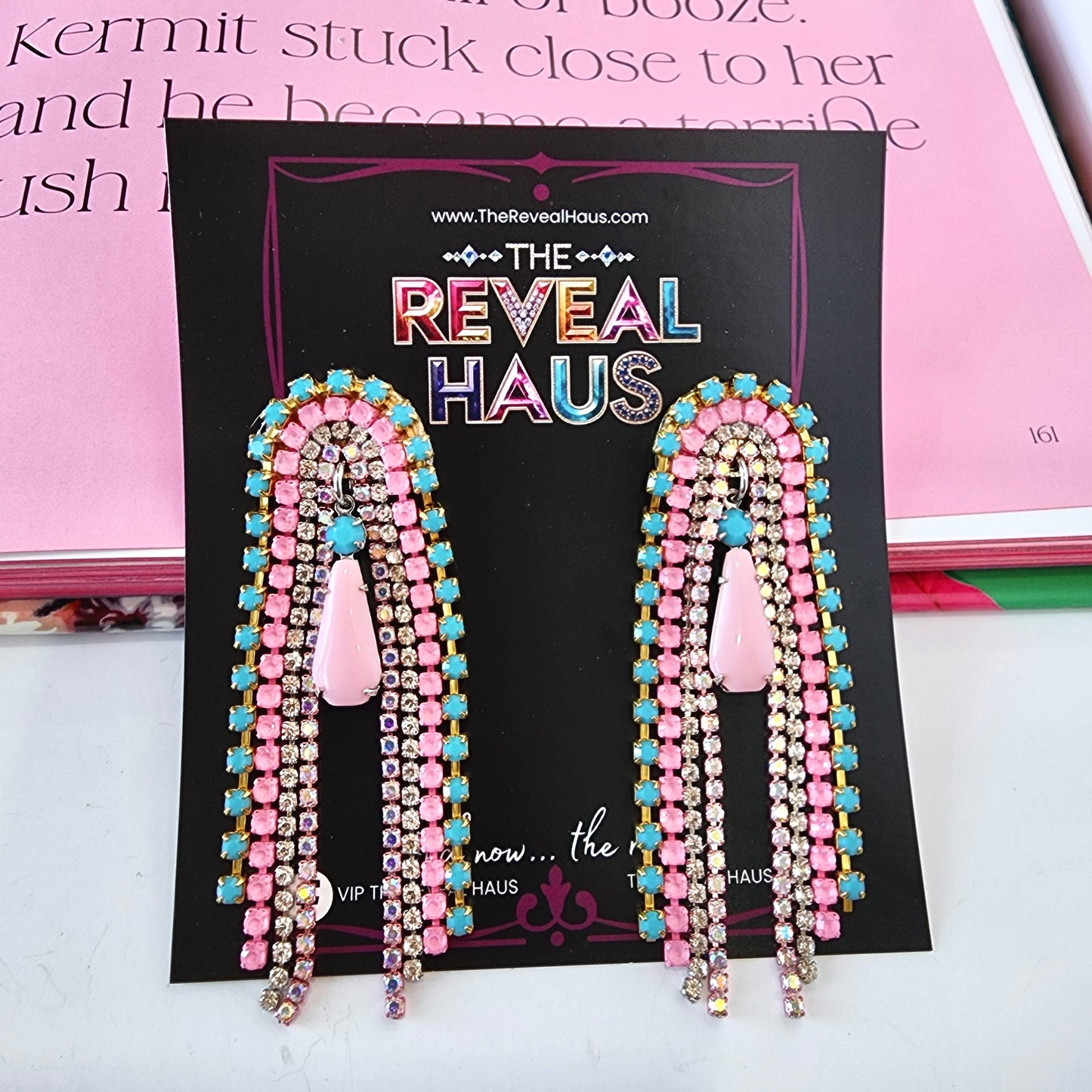 Poolside Drama Crystal Earrings The Muse Collection