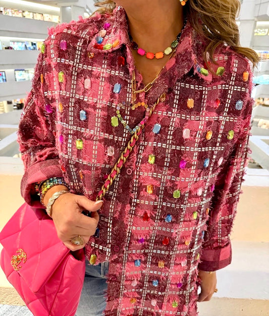 Pink Gemstone Crystal Shirt/Jacket