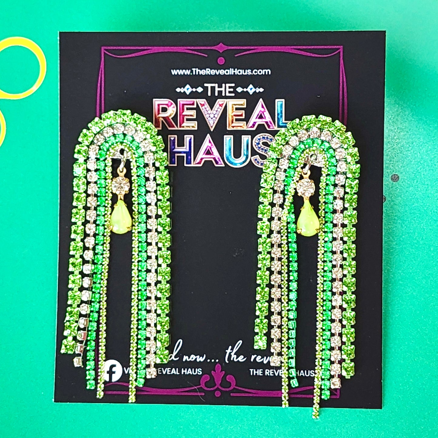 Lime Cascade Crystal Earrings The Muse Collection