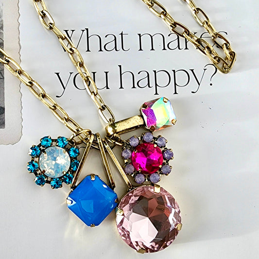 Gem Stack Necklace- Multi Color