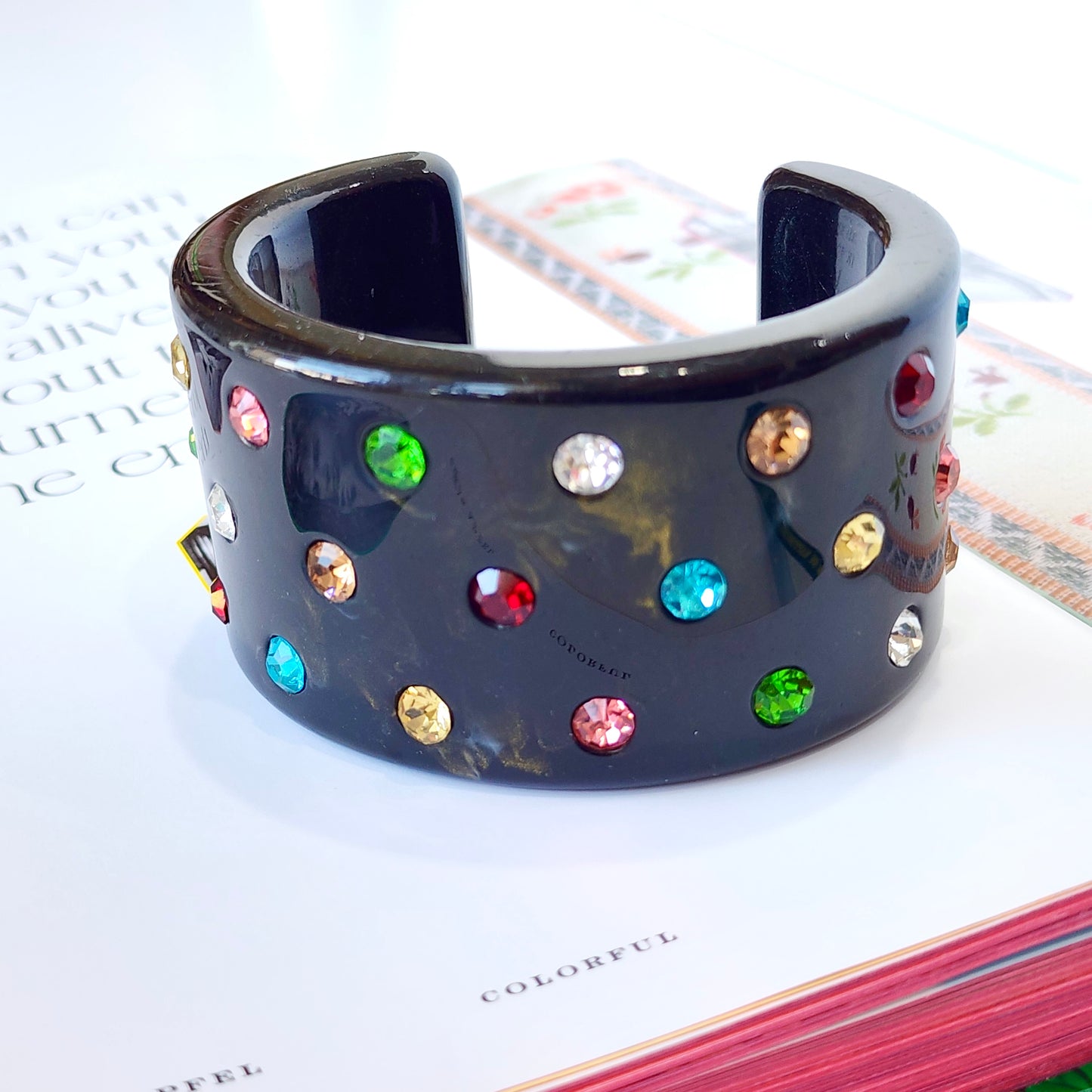 Confetti Crush Black Marble Cuff Bracelet