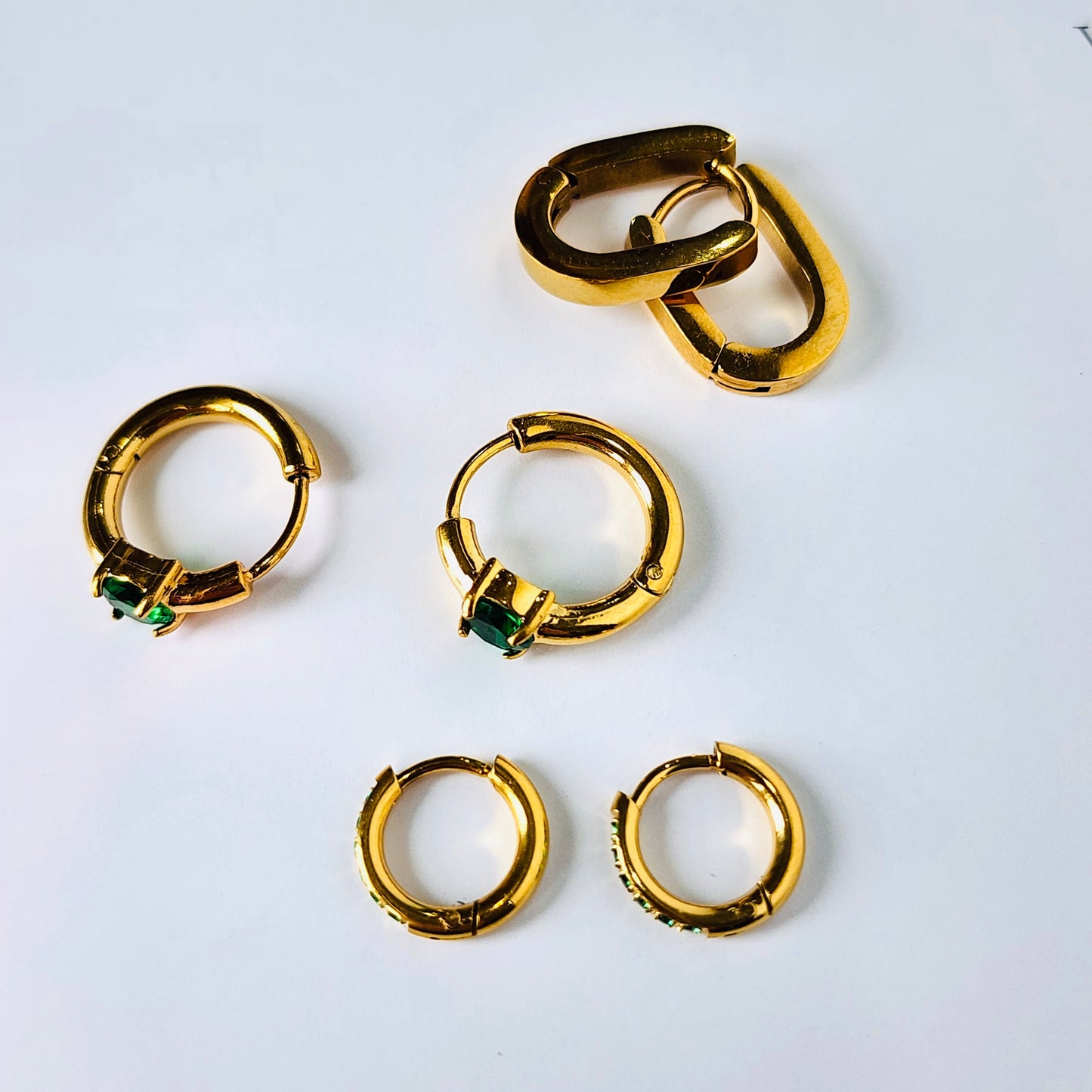 Green Light Earring Huggies Set