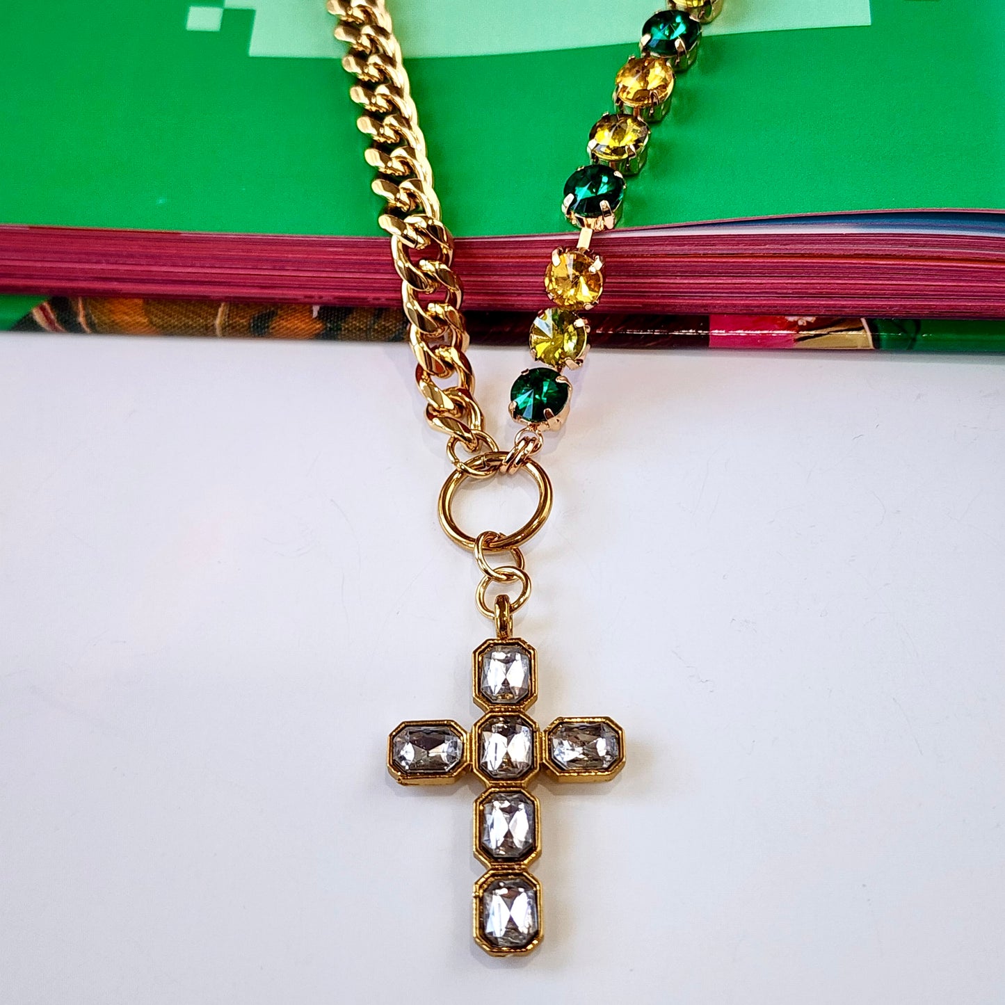 The Palm Verde Crystal Cross Necklace