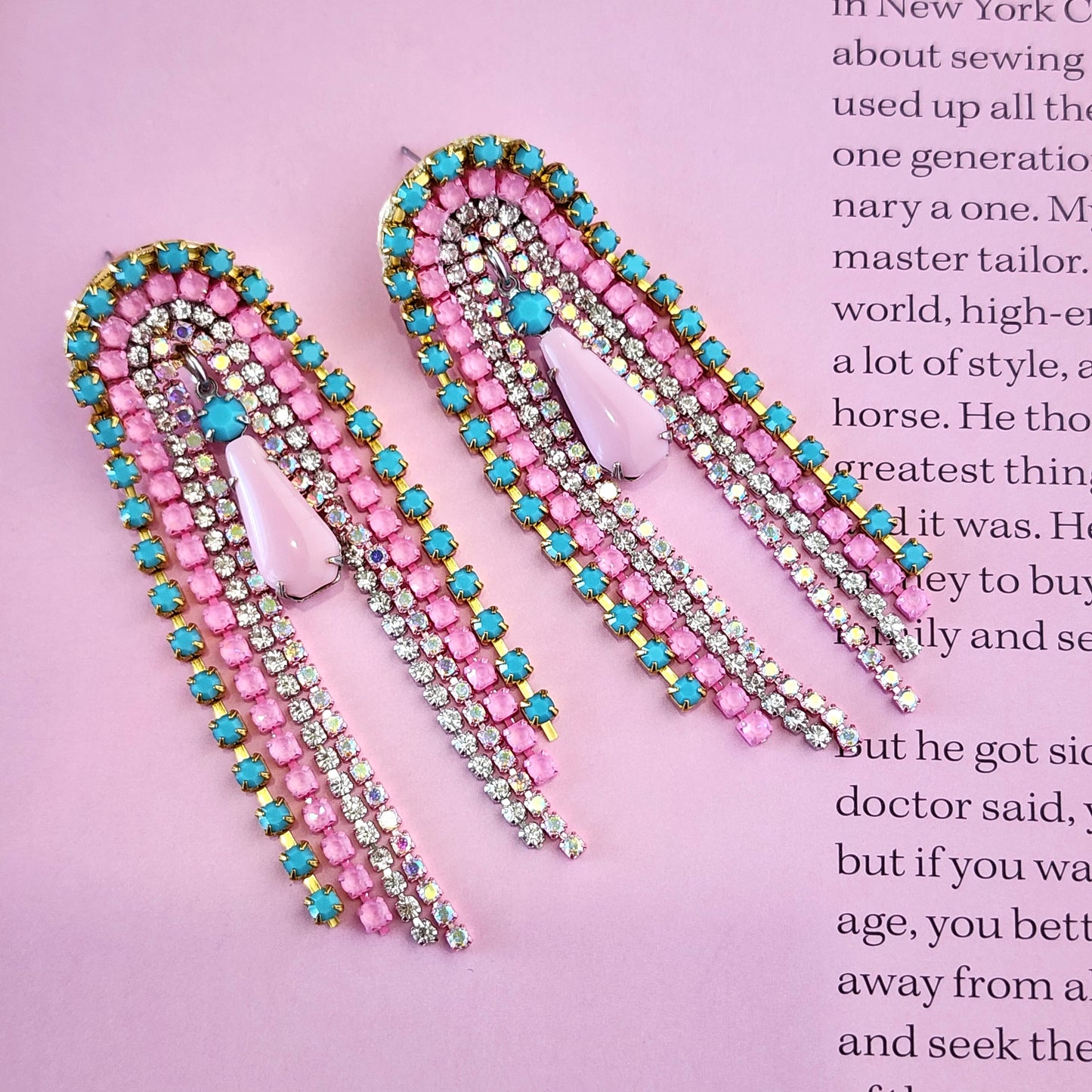 Poolside Drama Crystal Earrings The Muse Collection