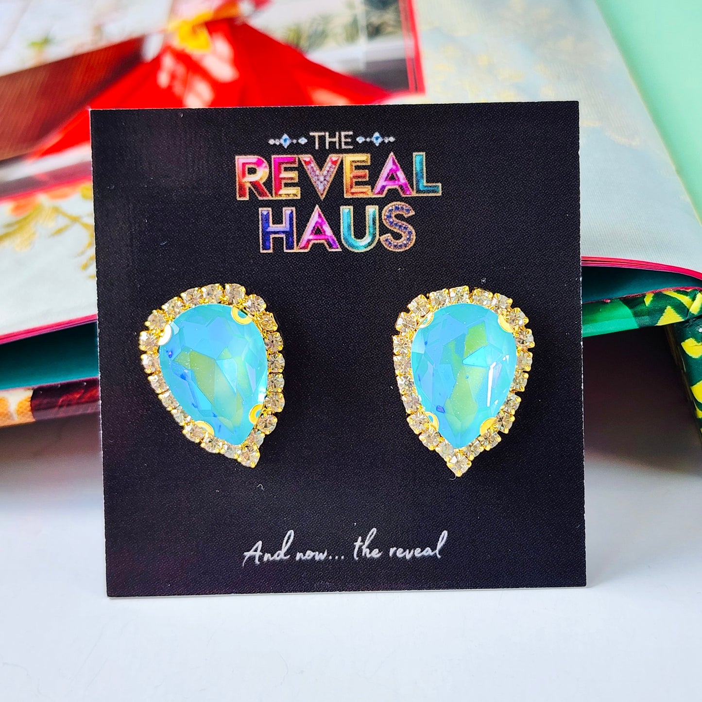 Blue Lagoon Crystal Stud Earrings