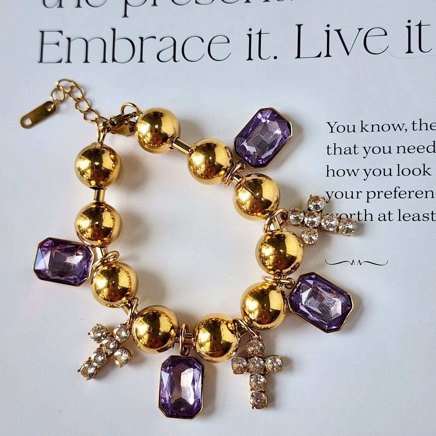 Adorned in Crosses Lavender Crystals